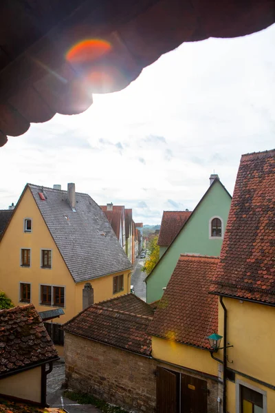 Cidade Rothenburg Baviera Alemanha Tem Vista Para Edifícios Ruas Cidade — Fotografia de Stock