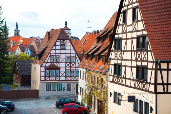 Die Märchenstadt Rothenburg Bayern Deutschland Überblickt Die Gebäude Und Straßen — Stockfoto