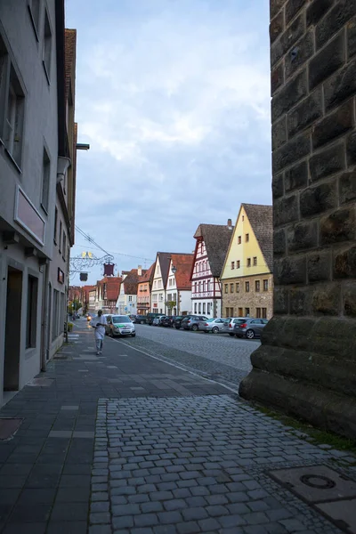 Vieille Tour Horloge Dans Les Rues Ville Conte Fées Rothenburg — Photo
