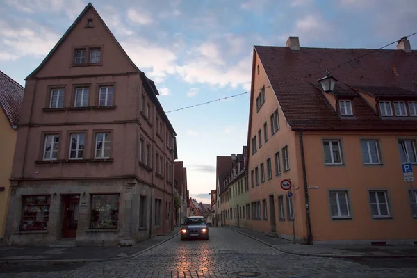 Velha Torre Relógio Nas Ruas Cidade Conto Fadas Rothenburg Alemanha — Fotografia de Stock