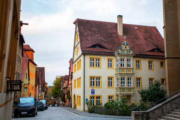 Παλιοί Δρόμοι Στην Παραμυθένια Πόλη Του Ρόθενμπουργκ Γερμανία — Φωτογραφία Αρχείου