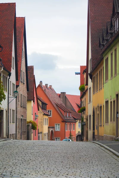 Der Alte Uhrturm Den Straßen Der Märchenstadt Rothenburg Deutschland — Stockfoto