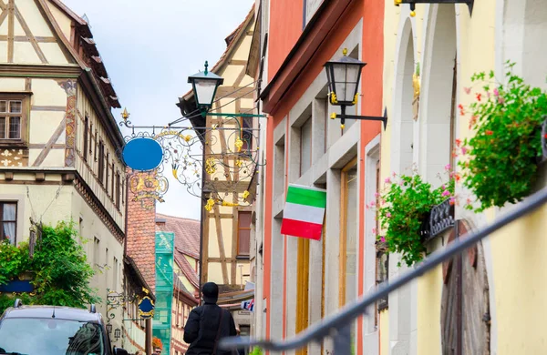 Old Clock Tower Streets Fairy Tale Town Rothenburg Germany — Stock Photo, Image