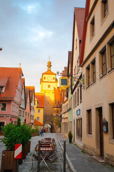 Beautiful Open Air Cafe Streets Fairy Tale Town Rothenburg Germany — Stock Photo, Image