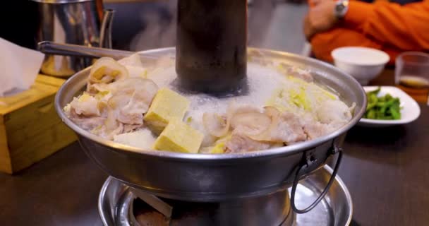 Ζεστό Βορειοανατολικό Sauerkraut Λευκό Κρέας Κατσαρόλα — Αρχείο Βίντεο