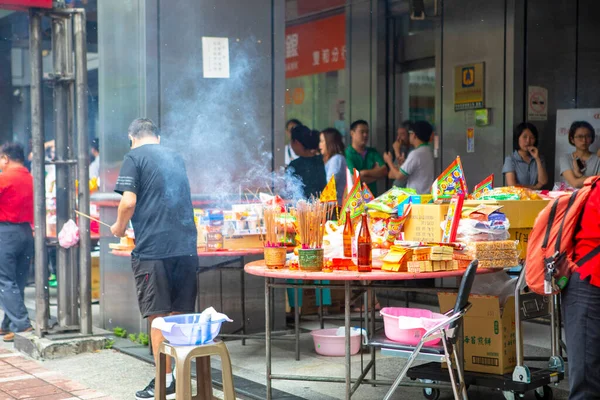 Taipei Taiwanchinese Traditional Religious Practices Zhongyuan Purdue Chinese Ghost Festival — Stock Fotó