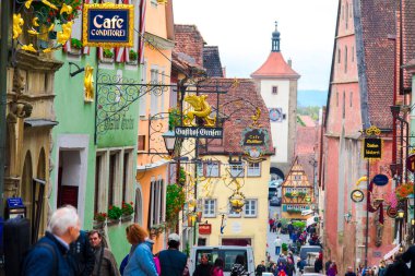 2017 10 12 Rothenburg, Germany,Old streets in the fairy tale town of Rothenburg, Germany