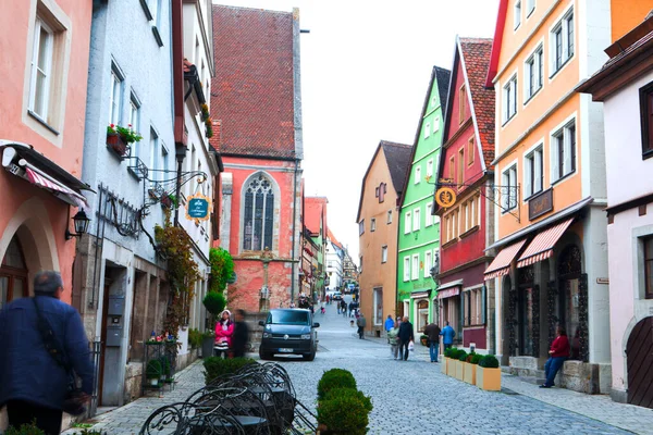 2017 Rothenburg Γερμανία Παλιοί Δρόμοι Στην Παραμυθένια Πόλη Του Ρόθενμπουργκ — Φωτογραφία Αρχείου