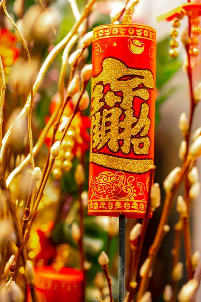 Diverses Formes Ornements Traditionnels Festival Chinois Printemps Texte Tous Les — Photo