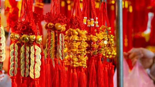 Diversas Formas Adornos Tradicionales Del Festival Primavera China Texto Todas —  Fotos de Stock