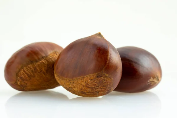 Autumn Delicacies Chestnuts Front White Background Stock Image