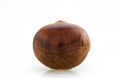 Sonbahar lezzetleri, kestaneler beyaz arka planda