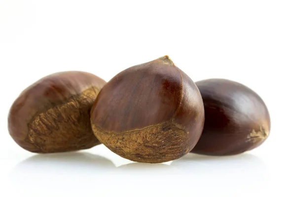 Autumn Delicacies Chestnuts Front White Background Stock Photo