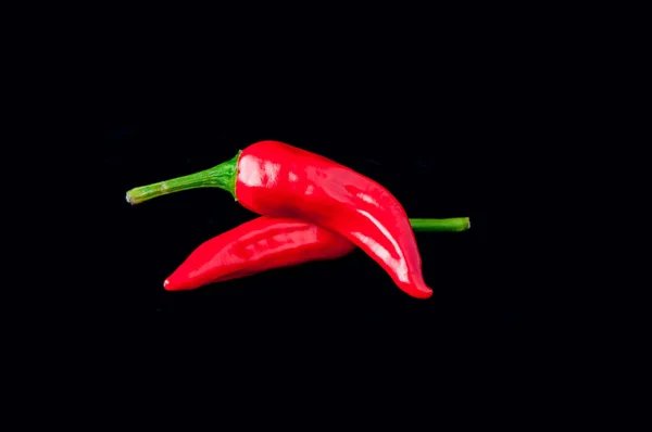 Red Peppers Black Background — Stock Photo, Image