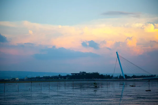 Windmills in Gaomei Wetland Park, a scenic spot on the west coast of Taichung, Taiwan