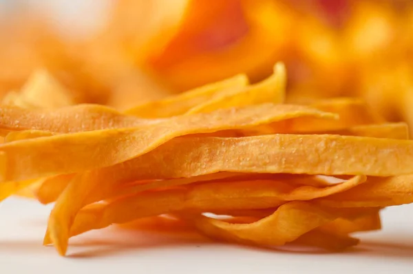 Closeup Golden Sweet Potato Fries White Background — Stock Photo, Image