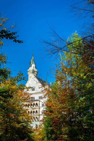 Famous Historical Monument Bavaria Germany Architectural Spire Neuschwanstein Castle — Stock Photo, Image