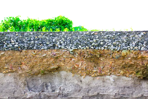 farklı toprak tabakasının görünür kesim asfalt yol zarar