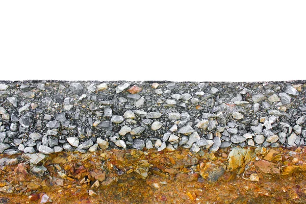 farklı toprak tabakasının görünür kesim asfalt yol zarar