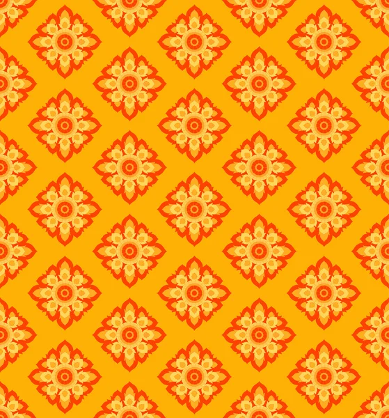 Vector laithai bloemenpatroon textuur geel — Stockvector