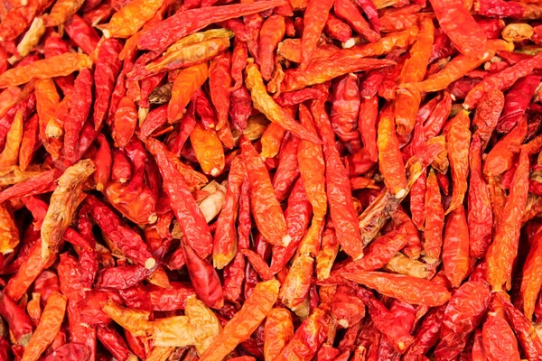 Seco vermelho quente chillies textura fundo — Fotografia de Stock