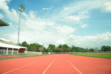 Boş Stadyumu arena ve yarış koşu parkuru koşu bandı arka plan