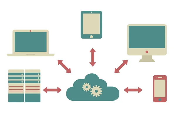 Servicio de nube. elementos planos de diseño — Vector de stock