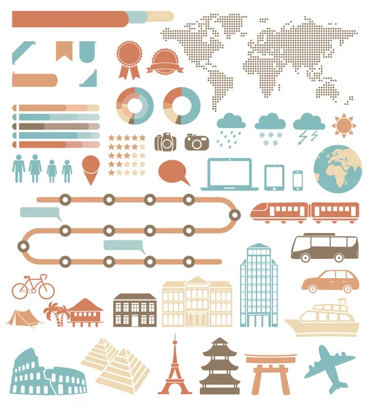 Инфографический набор для туризма с красочными иконками. Элементы векторного дизайна — стоковый вектор