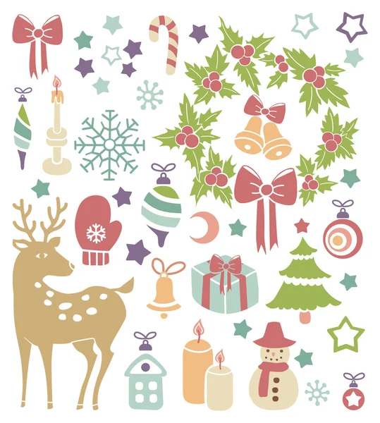 Cartão de vetor com ícones de Natal —  Vetores de Stock