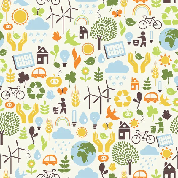 Seamless pattern with eco icons — Stock Vector
