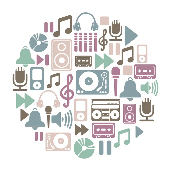 Round card with music icons Royalty Free Stock Vectors