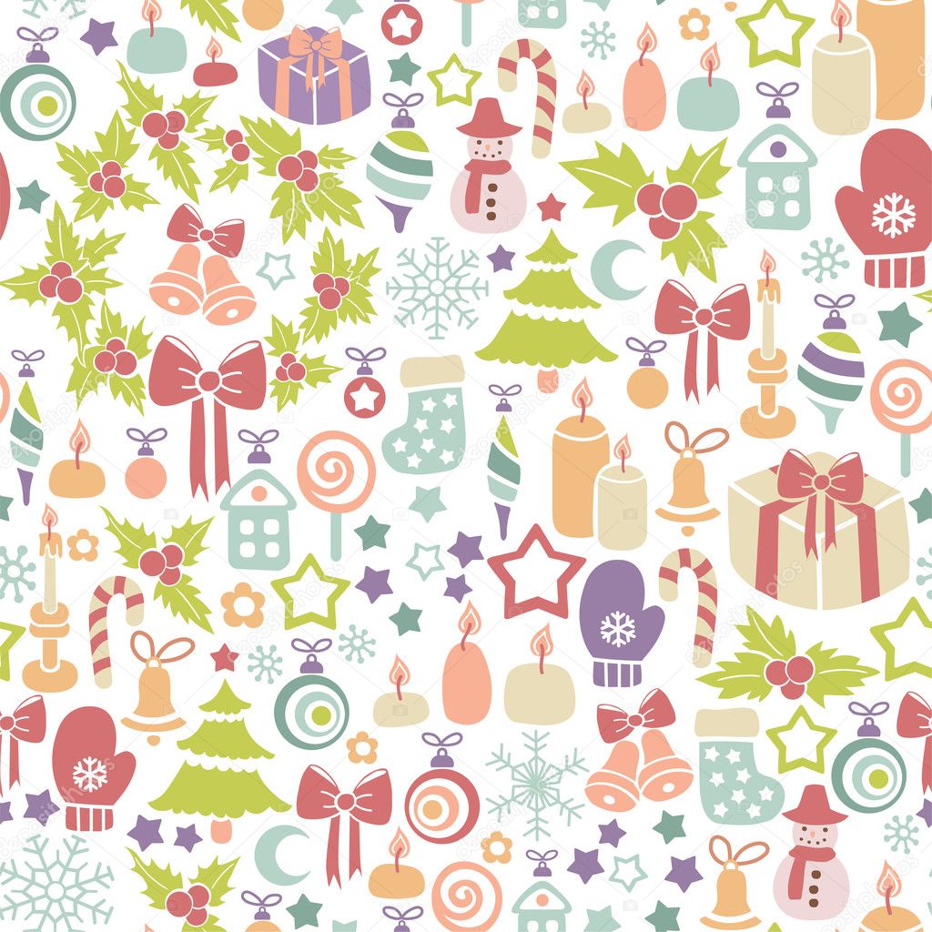Seamless background with christmas icons