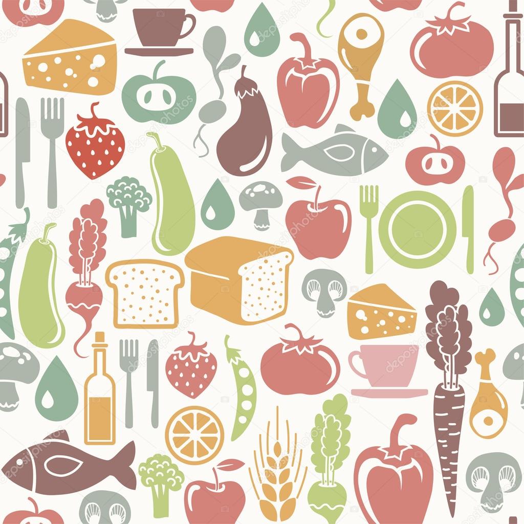 Seamless pattern with food icons