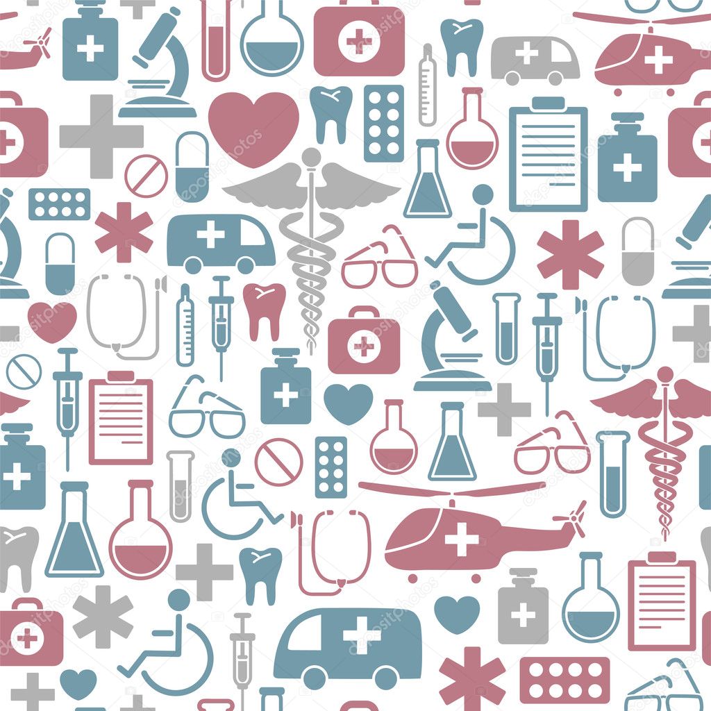 Seamless background with medical icons