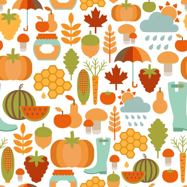 Seamless pattern with autumn icons — Stock Vector