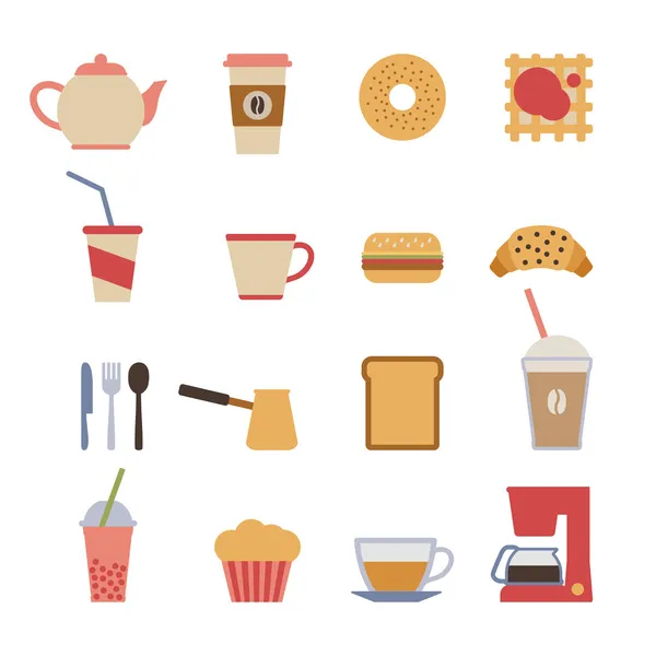 Conjunto de elementos de diseño de café plano — Vector de stock