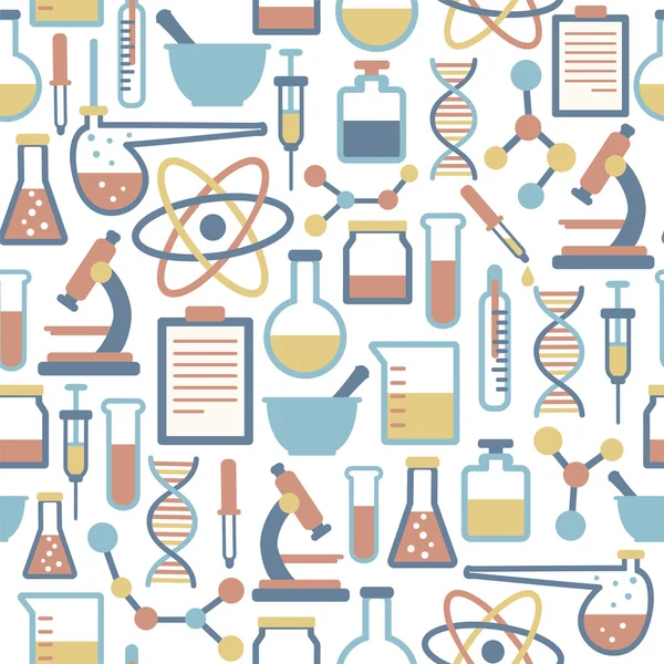 Padrão sem costura com ícones de ciência plana Gráficos Vetores