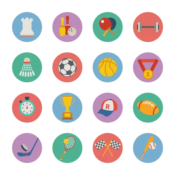 Conjunto de ícones de esporte plana Ilustrações De Bancos De Imagens Sem Royalties