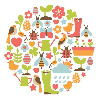 Bahçe tasarım öğeleri ile yuvarlak kart