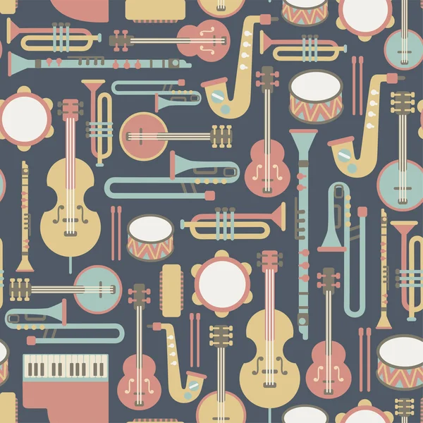 Bezešvé vzor s hudební nástroje — Stockový vektor
