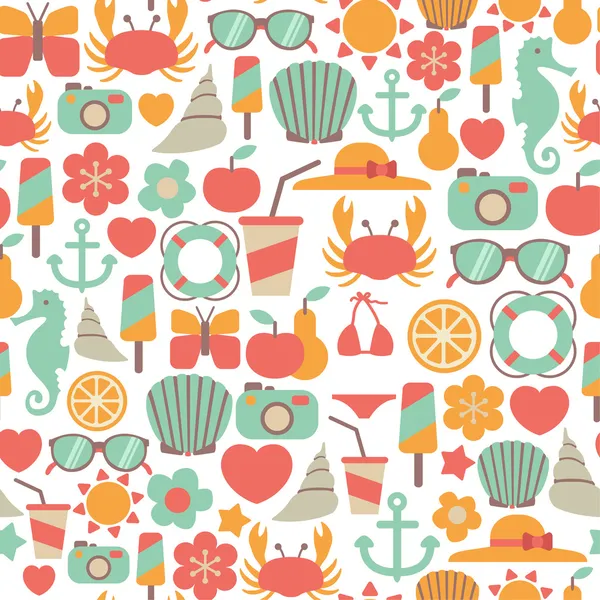 Seamless pattern with summer icons — Stock Vector