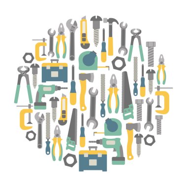 Araçlar simgeleri ile yuvarlak tasarım öğesi