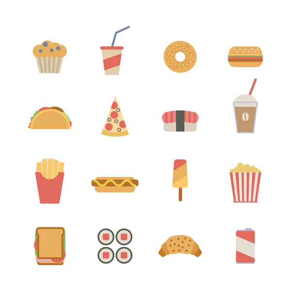 Reihe von flachen Fast-Food-icons — 图库矢量图片