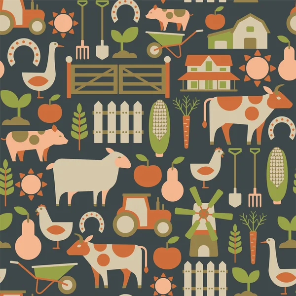 Seamless pattern with farm related items — Stock Vector