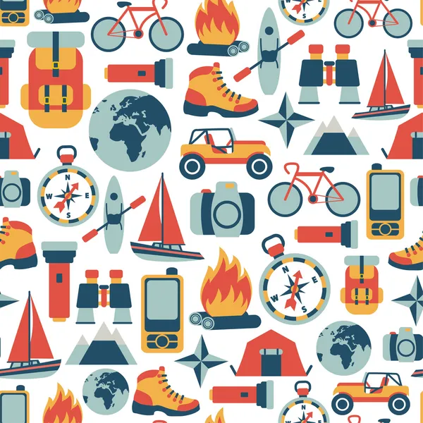 pattern with adventure travel icons