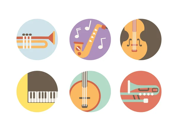 Iconos con instrumentos de música — Vector de stock