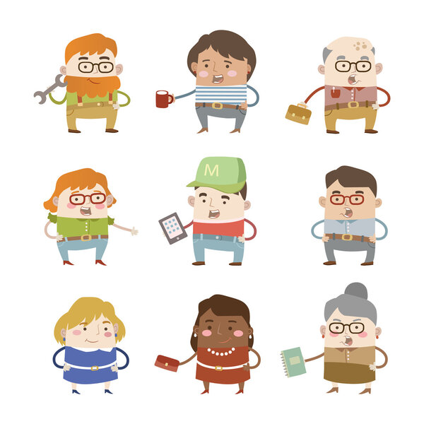 Set of funny cartoon characters.