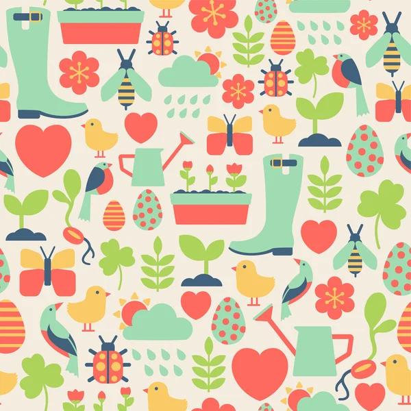 Seamless pattern with gardening icons — Stock Vector