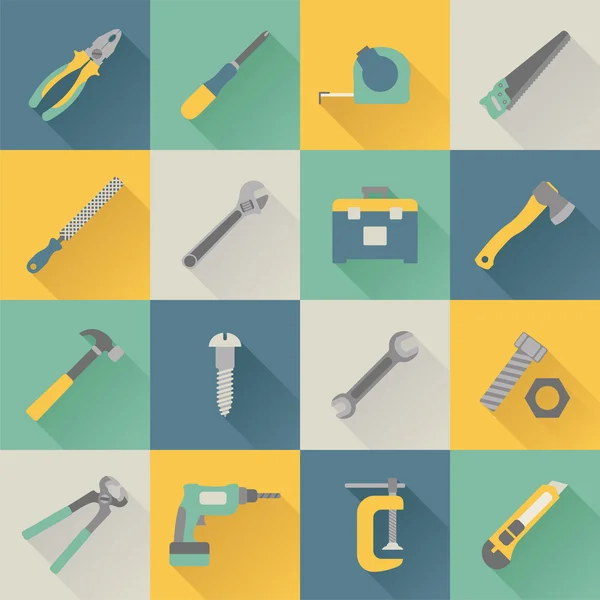 Conjunto de iconos de herramientas planas — Vector de stock