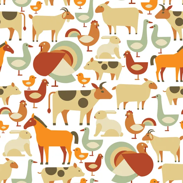 Seamless pattern with farm animals — Stock Vector